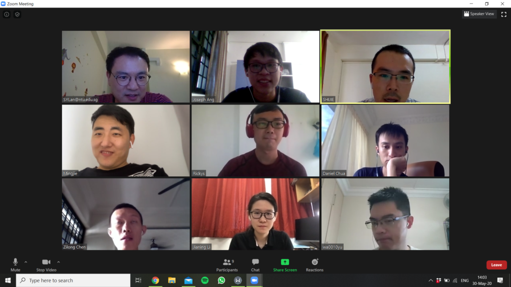 A picture of our group doing a Zoom group meeting.